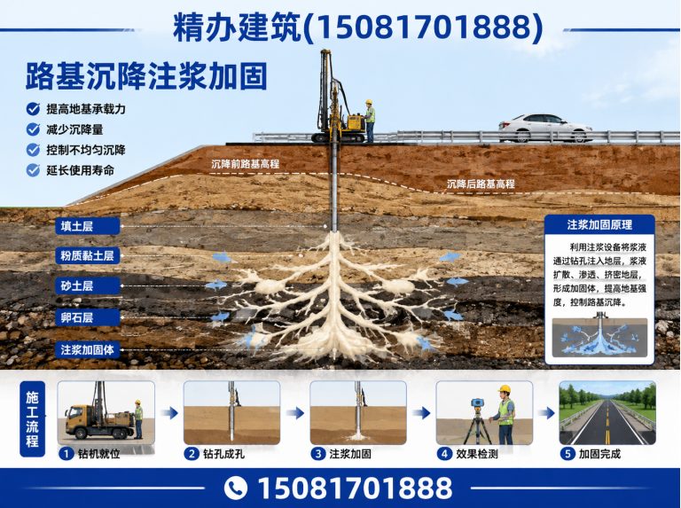 临漳县基础下沉注浆顶升展示图